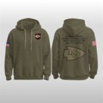 2025 KC Chiefs Military Salute To Service Olive Hoodie