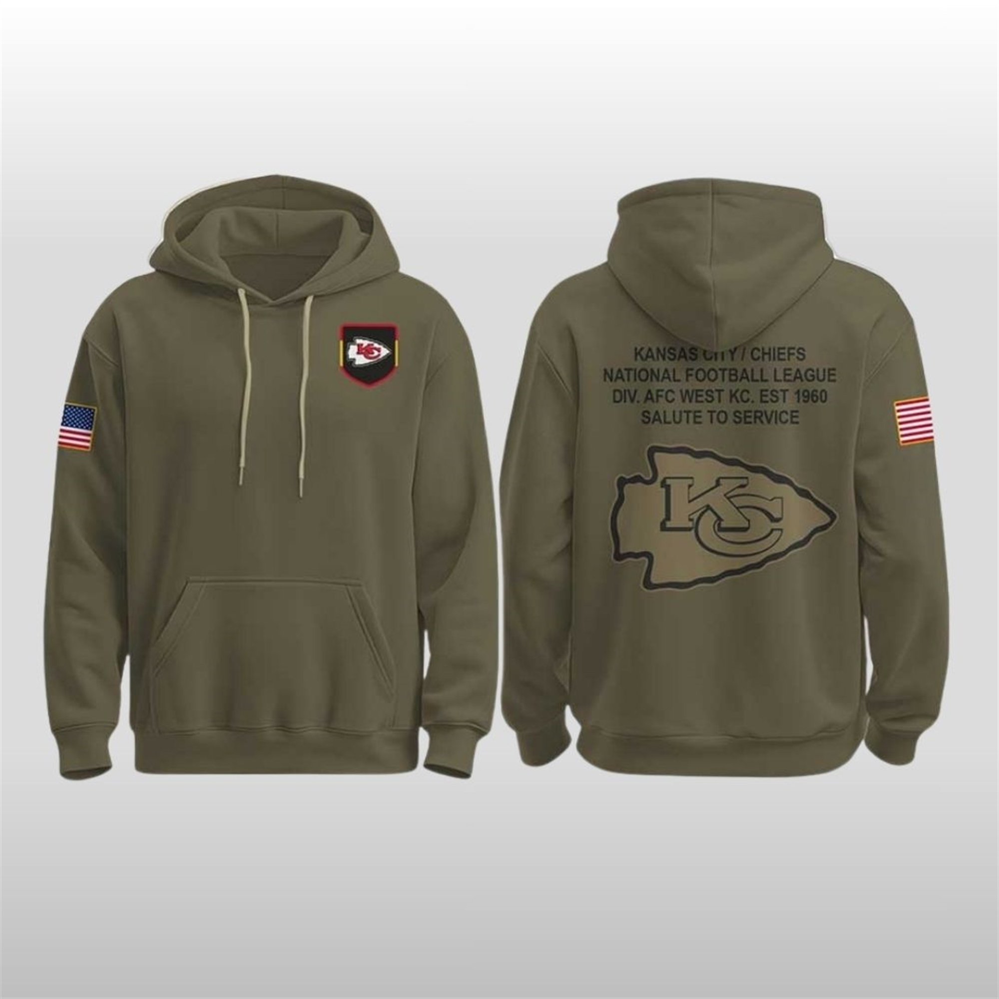 2025-KC-Chiefs-Military-Salute-To-Service-Olive-Hoodie 2025 KC Chiefs Military Salute To Service Olive Hoodie