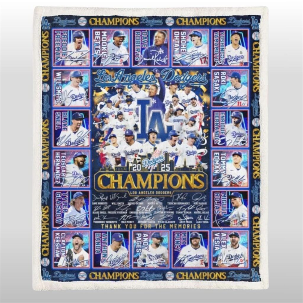 Dodgers Baseball 2025 Champions Blanket