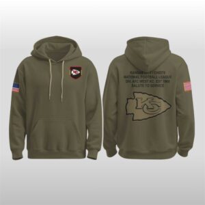 2025 KC Chiefs Military Salute To Service Olive Hoodie