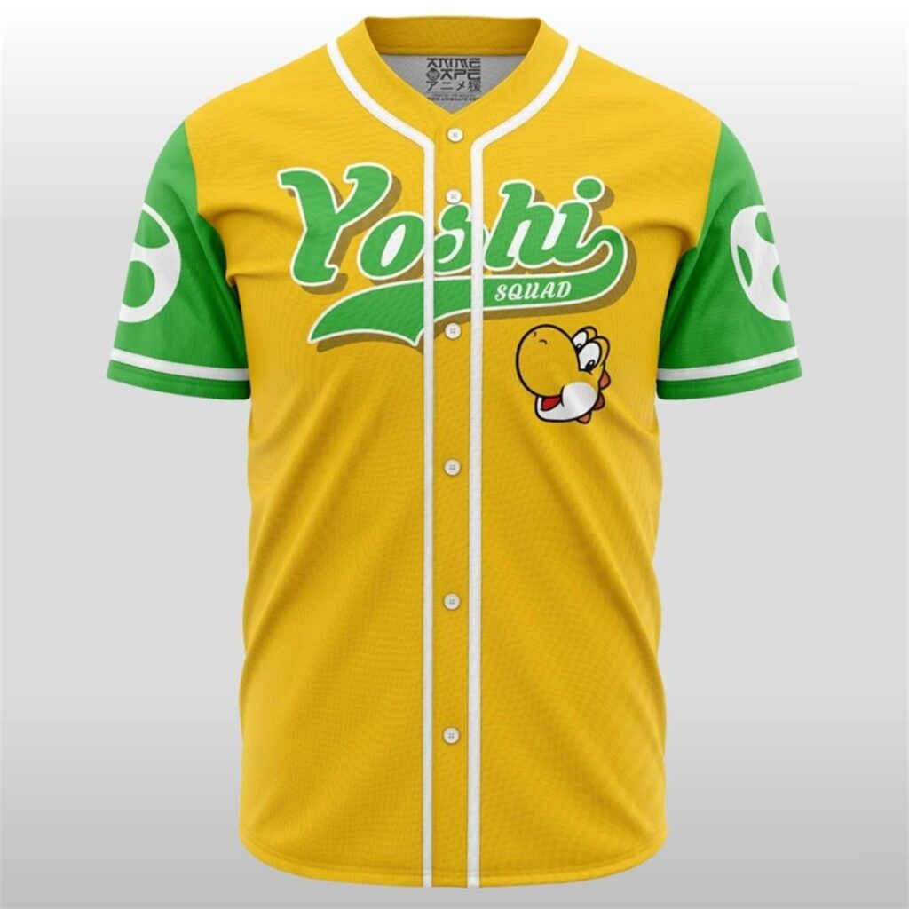 Yellow Yoshi Squad Mario Bros Baseball Jersey 6 Yellow Yoshi Squad Mario Bros Baseball Jersey