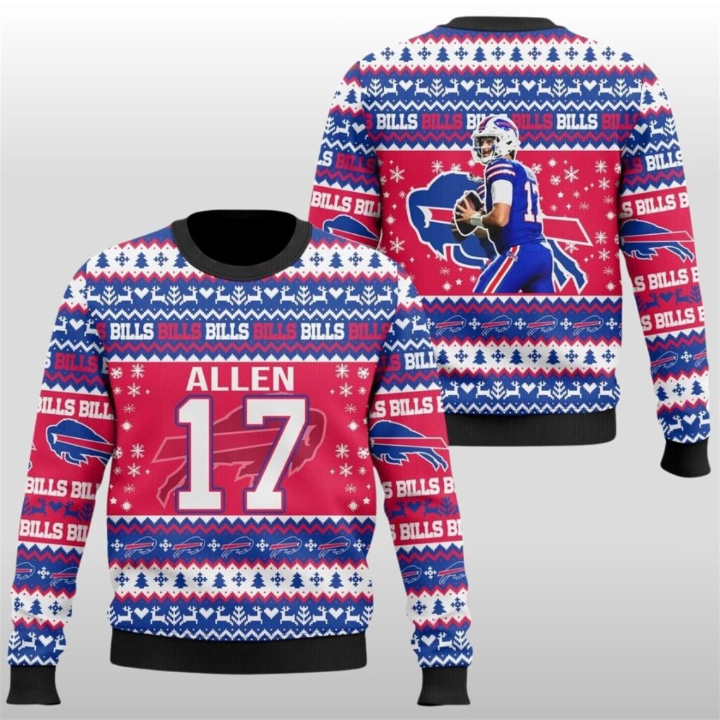 2025 Christmas Buffalo Bills Josh Allen 17 Ugly Sweater