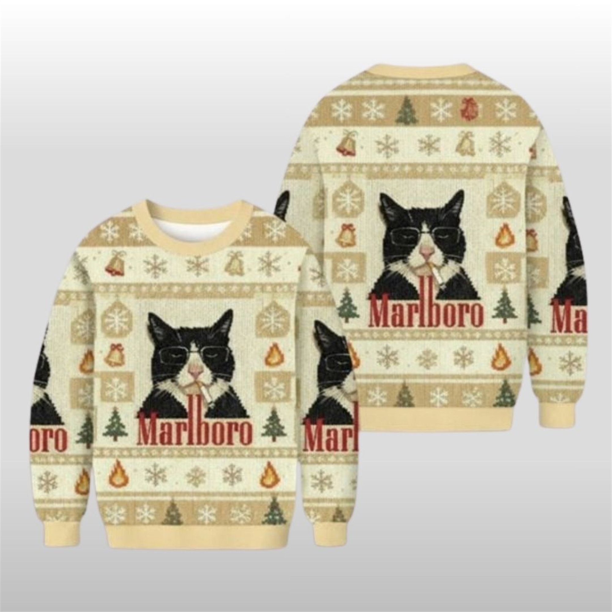 2025-Christmas-Funny-Cat-Smoking-Marlboro-Ugly-Sweater 2025 Christmas Funny Cat Smoking Marlboro Ugly Sweater