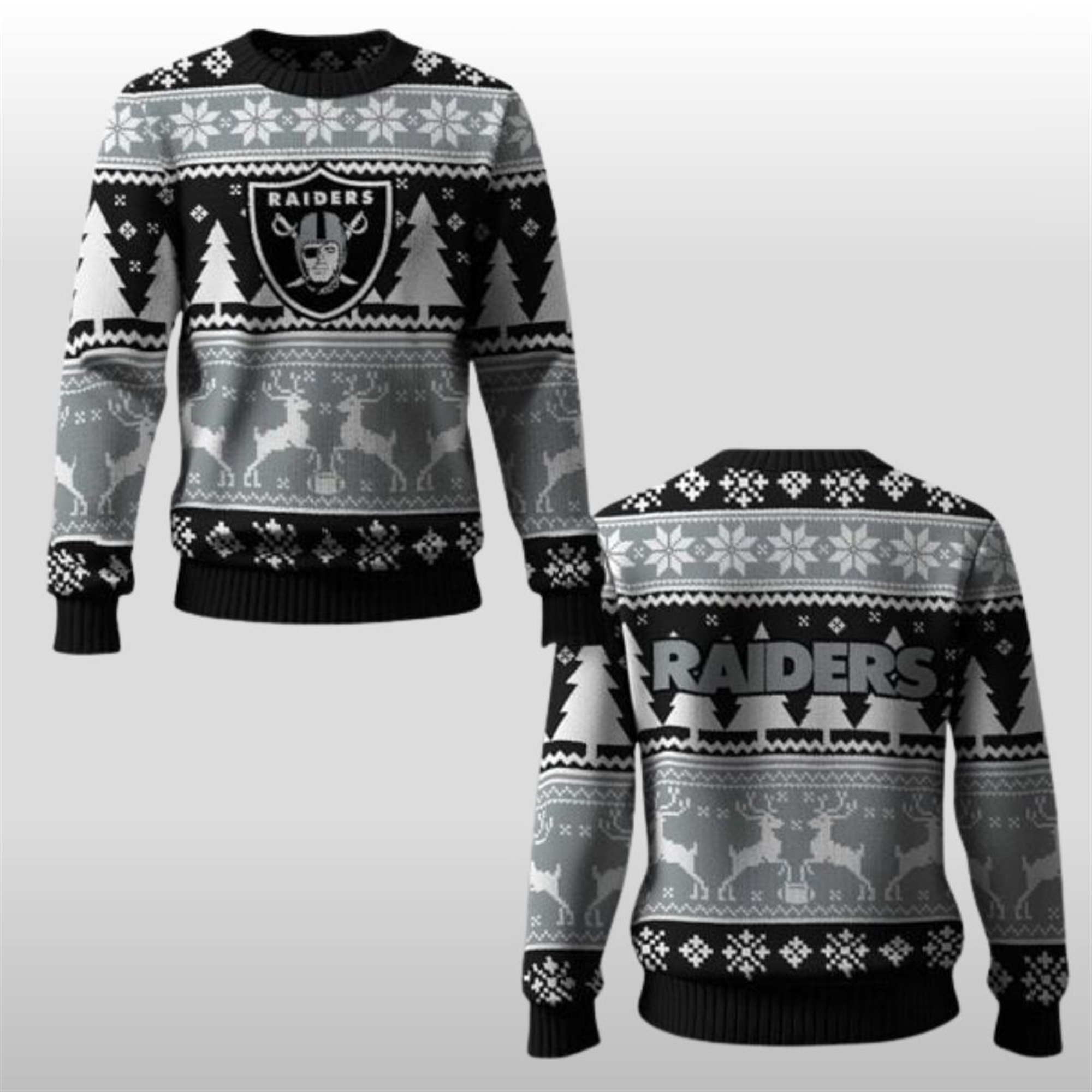 2025-Christmas-Raiders-Reindeer-Football-Ugly-Sweater 2025 Christmas Raiders Reindeer Football Ugly Sweater