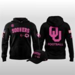 2025 Oklahoma Sooners Football Breast Cancer Awareness Black Hoodie