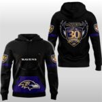 Baltimore Ravens 30 Season 1996 -2026 Black Hoodie