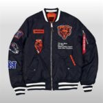 Chicago Bear Navy Zip Bomber Jacket