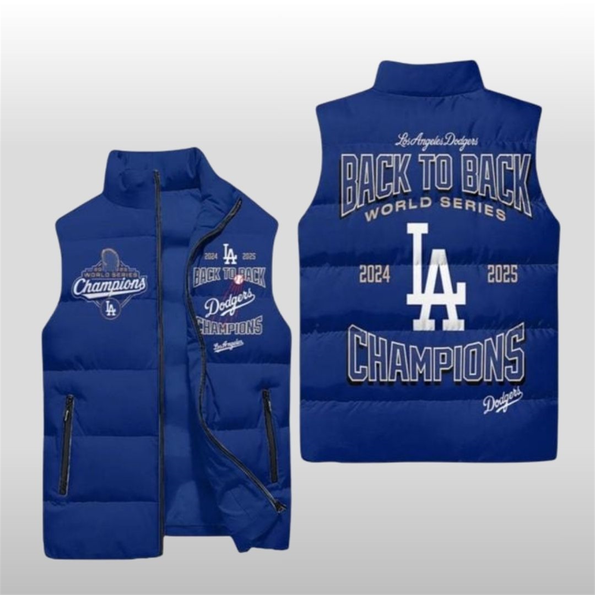 Dodgers-Back-To-Back-World-Series-2024-2025-Champions-Puffer-Vest Dodgers Back To Back World Series 2024 2025 Champions Puffer Vest