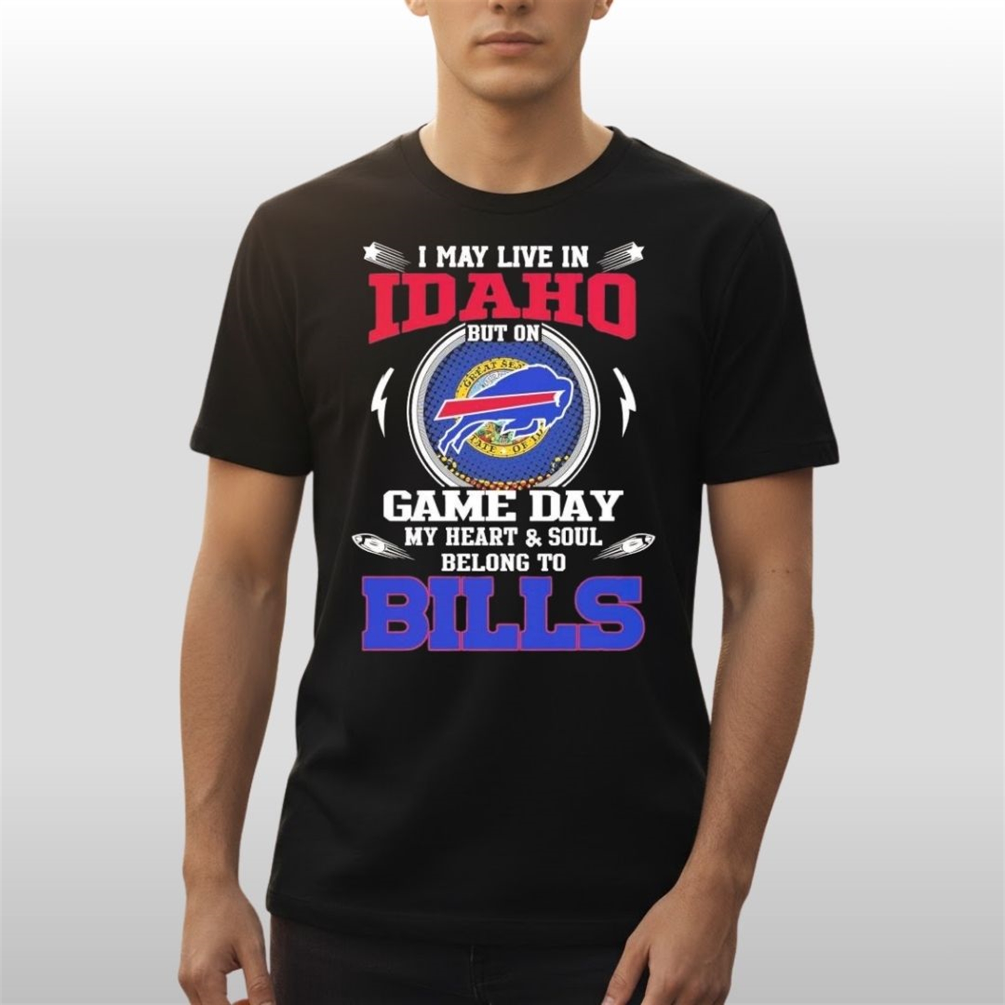 I-May-Live-In-Idaho-But-On-Game-Day-My-Heart-Soul-Belong-To-Buffalo-Bills-2025-Shirt I May Live In Idaho But On Game Day My Heart & Soul Belong To Buffalo Bills 2025 Shirt