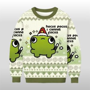 2025 Frog Hocus Pocus I Cannot Focus Ugly Sweater