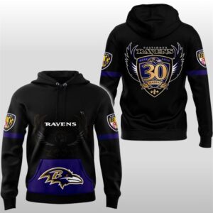 Baltimore Ravens 30 Season 1996 -2026 Black Hoodie
