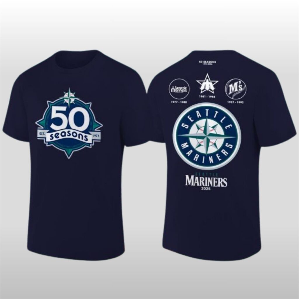 Seattle Mariners 50 Seasons Celebrate 1977-2026 Shirt 3 Seattle Mariners 50 Seasons Celebrate 1977-2026 Shirt