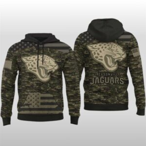 Show your pride with the 2025 Jaguars Salute to Service Camo Hoodie. Featuring a camo design and team logo, it’s the ultimate Jacksonville Jaguars military-themed camo pullover for fans.