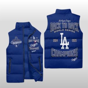 Dodgers Back To Back World Series 2024 2025 Champions Puffer Vest