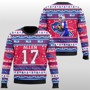 2025 Christmas Buffalo Bills Josh Allen 17 Ugly Sweater