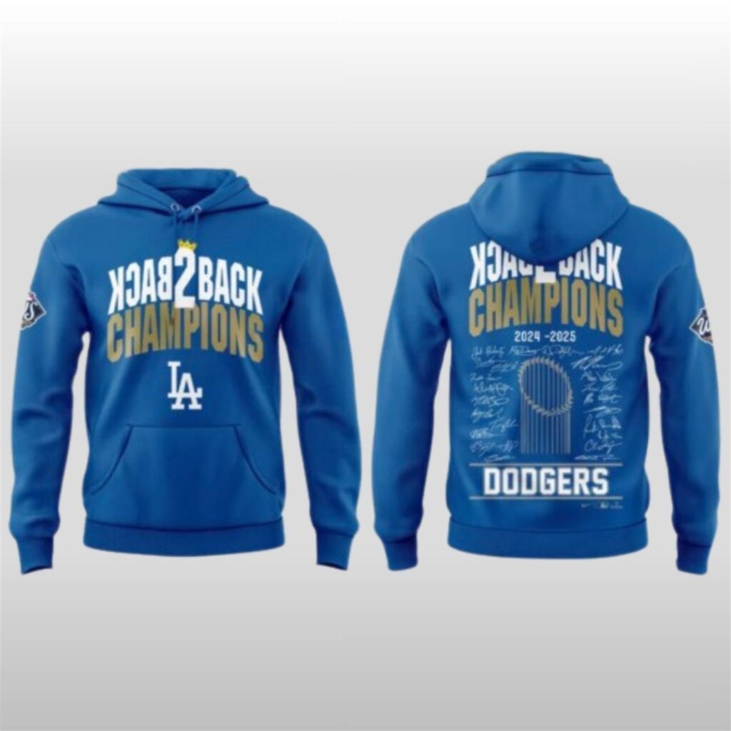 Dodgers 2025 Back 2 Back Champions Of World Series Hoodie