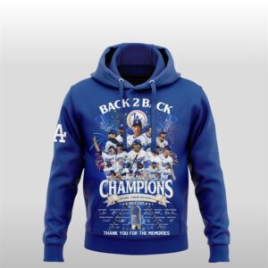 2025 Dodgers World Series Win Championship Back To Back Thank You For The Memories Hoodie