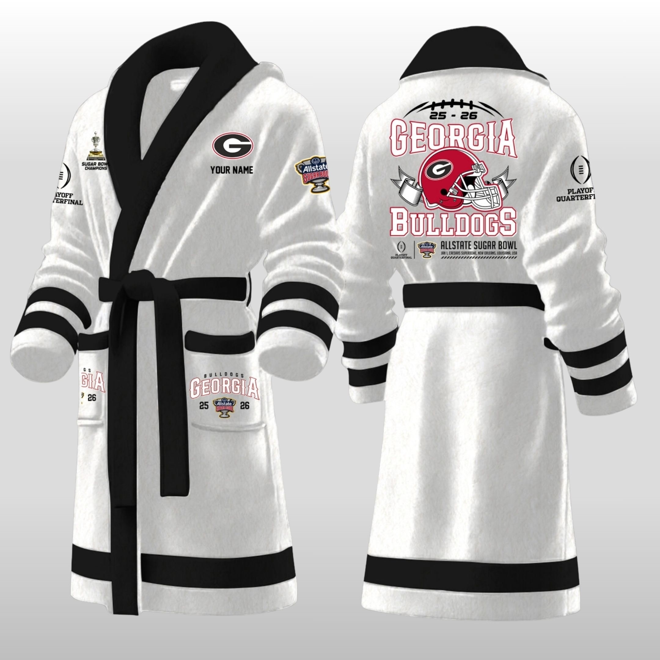 2025 2026 Georgia Bulldogs Allstate Sugar Bowl Fleece Bathrobe 2 2025 2026 Georgia Bulldogs Allstate Sugar Bowl Fleece Bathrobe - Image 2