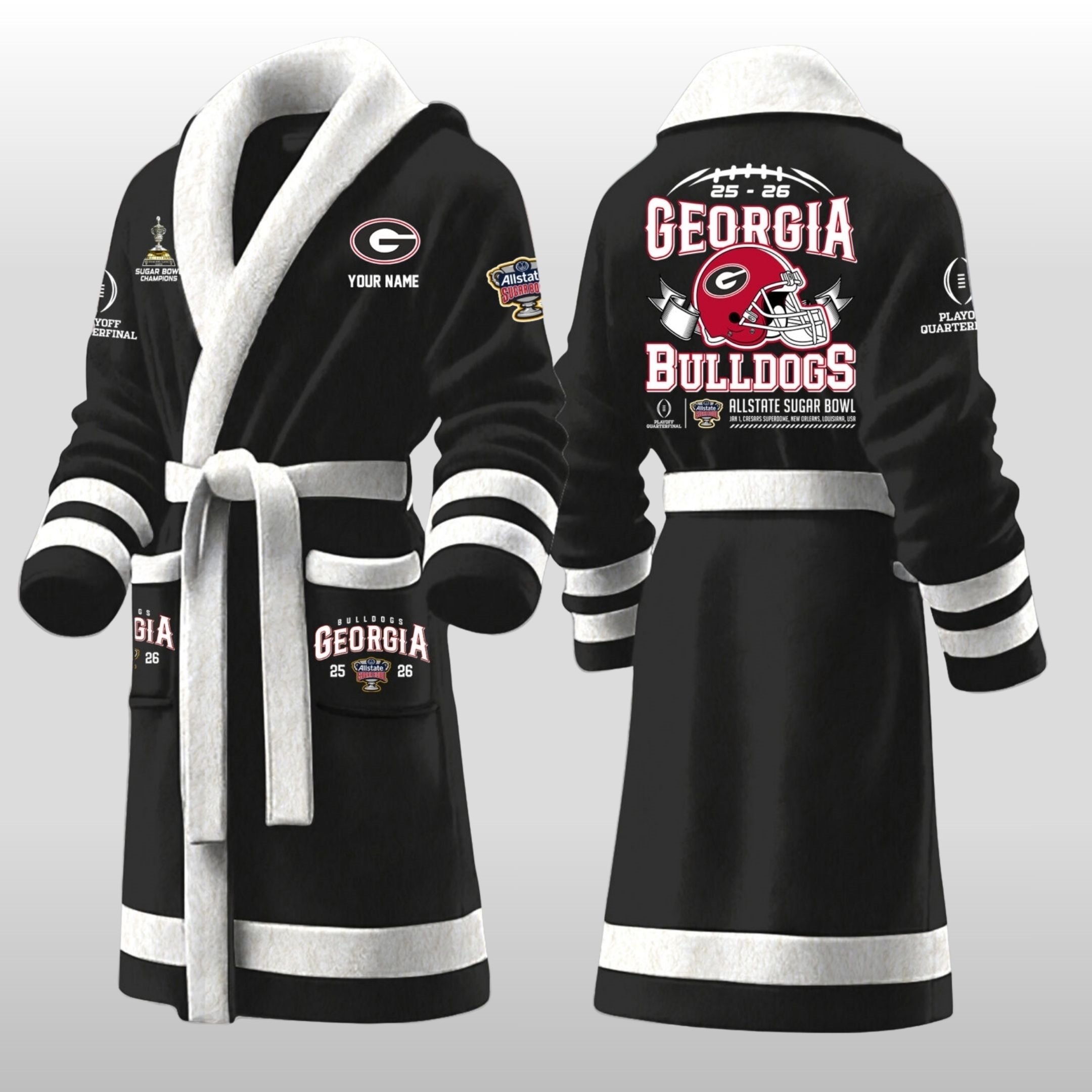 2025 2026 Georgia Bulldogs Allstate Sugar Bowl Fleece Bathrobe 3 2025 2026 Georgia Bulldogs Allstate Sugar Bowl Fleece Bathrobe - Image 3