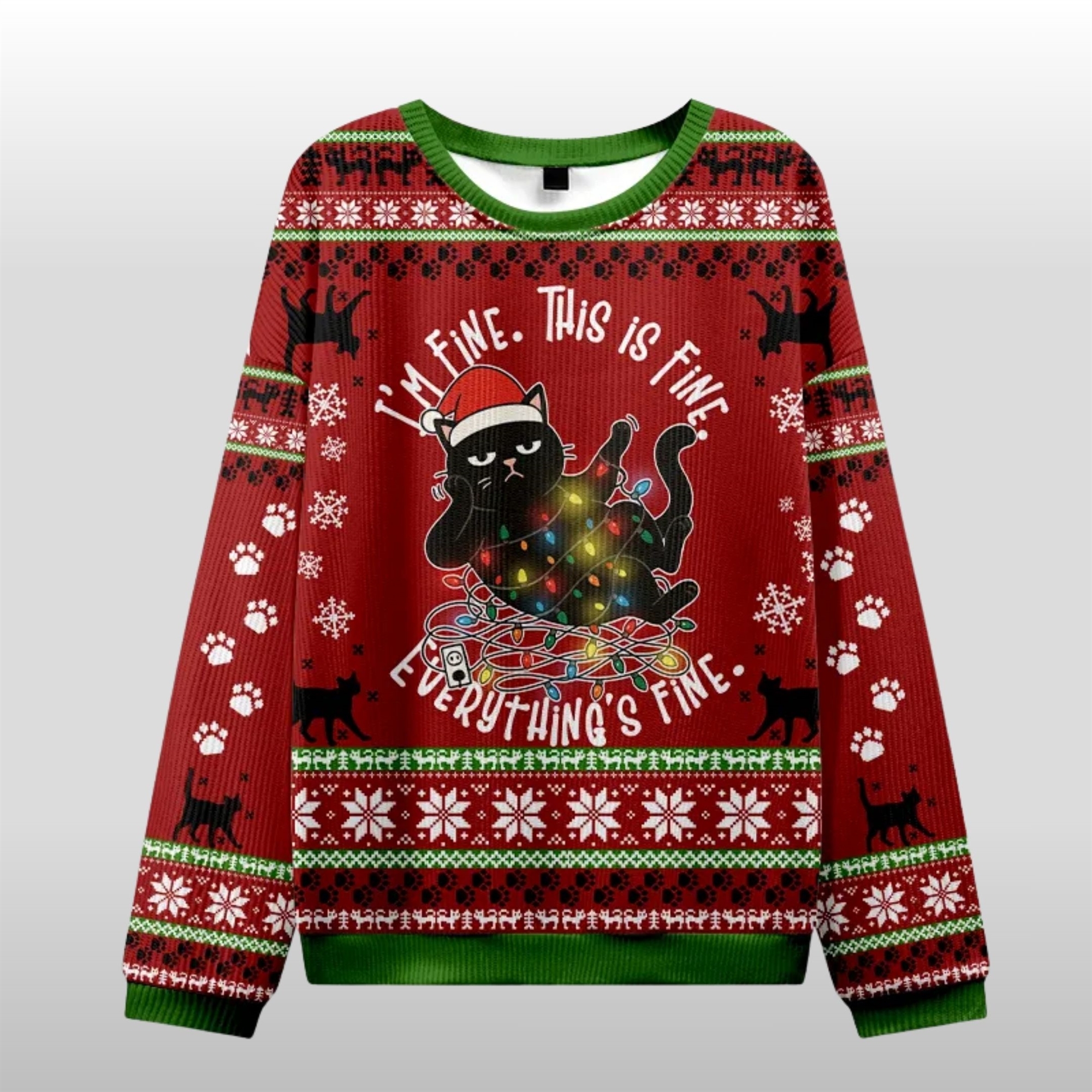2025-Christmas-Cat-Im-Fine-This-is-Fine-Everything-Is-Fine-Ugly-Sweater 2025 Christmas Cat I'm Fine This is Fine Everything Is Fine Ugly Sweater