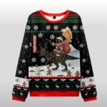 2025 Christmas Cat Riding A Dinosaur Ugly Sweater