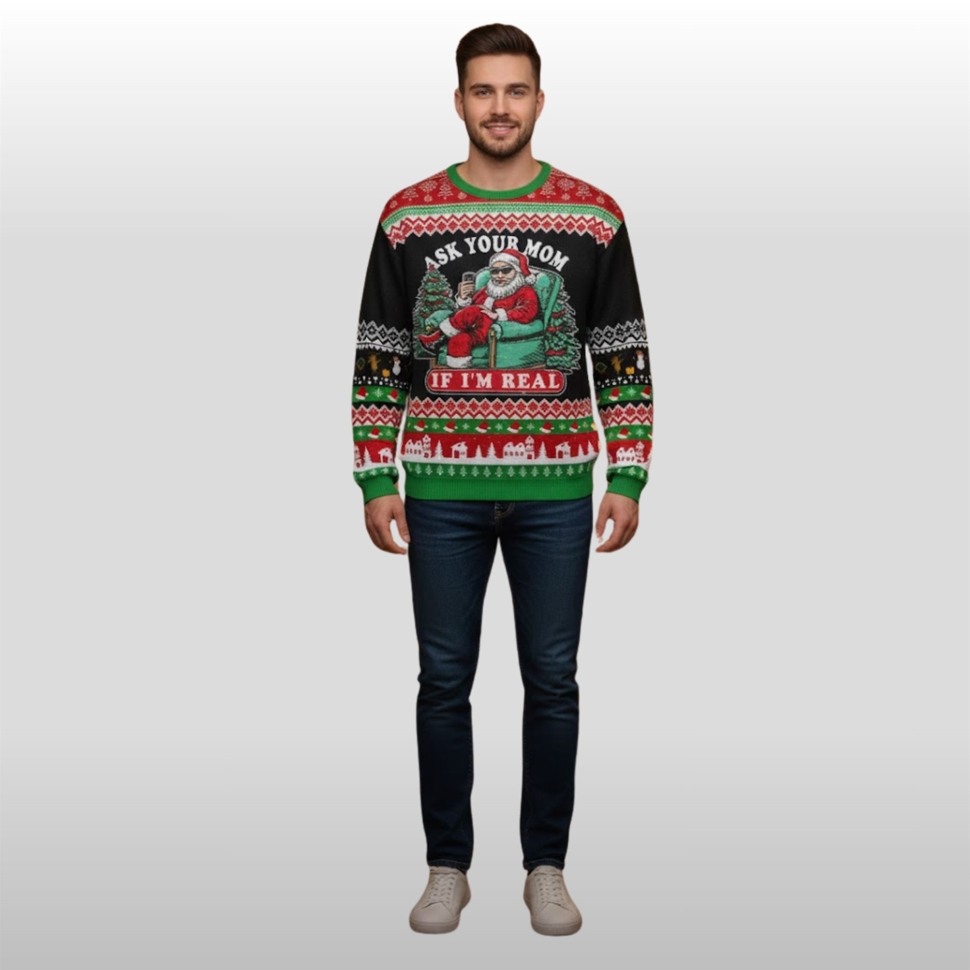 2025-Christmas-Santa-Ask-Your-Mom-If-Im-Real-Ugly-Sweater-2 2025 Christmas Santa Ask Your Mom If I'm Real Ugly Sweater