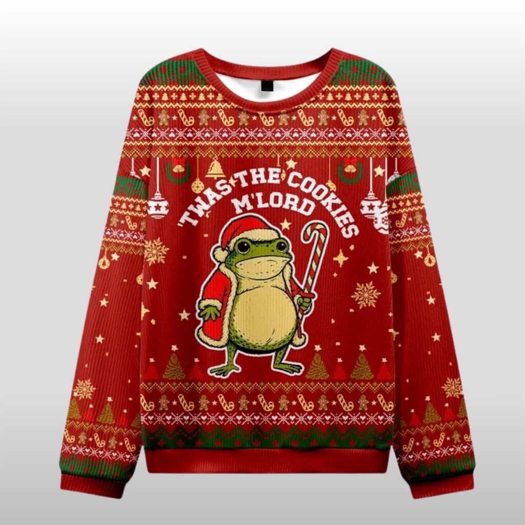 2025 Christmas Twas The Cookies M'Lord Frog Ugly Sweater