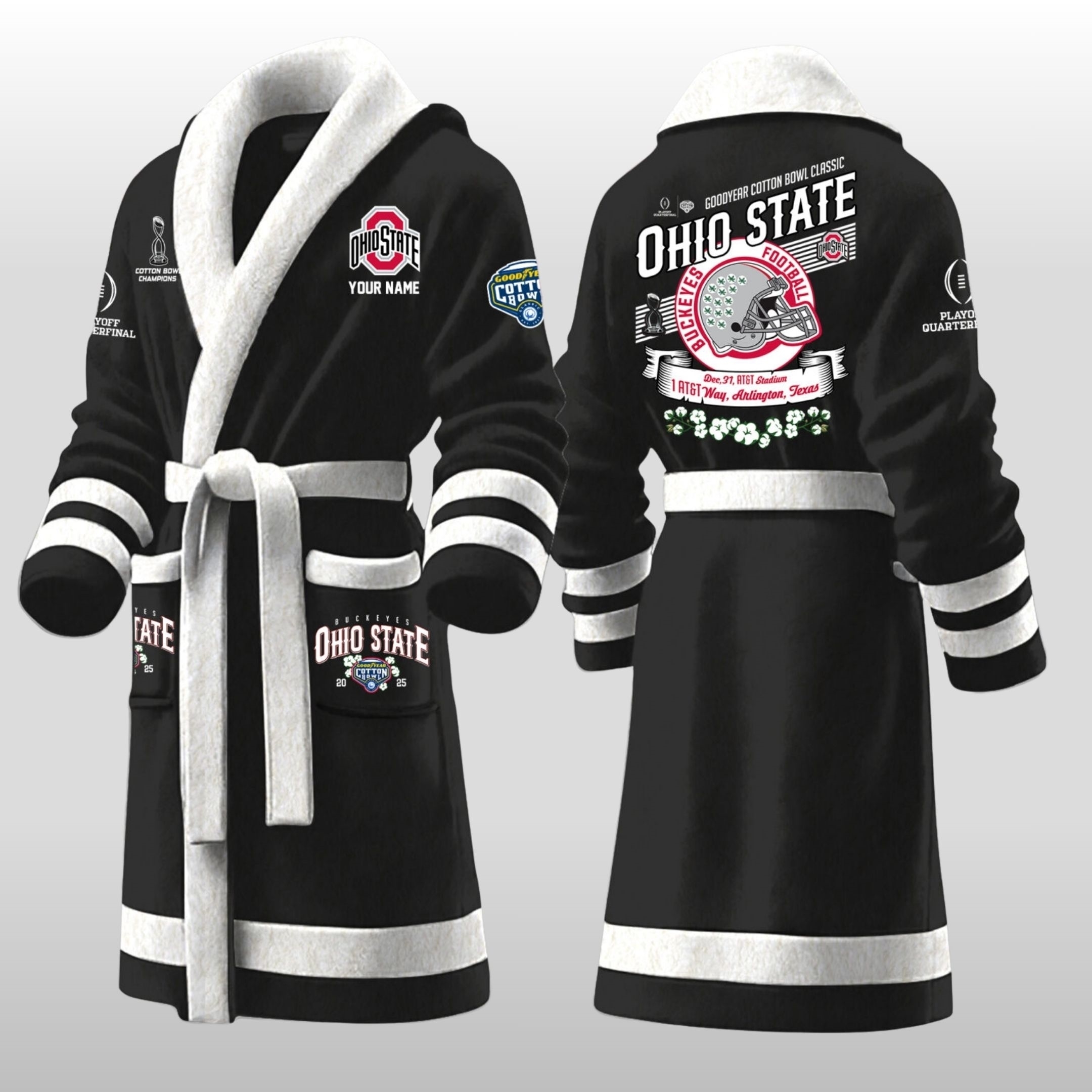 2025 Ohio State Goodyear Cotton Bowl Classic Fleece Bathrobe 4 2025 Ohio State Goodyear Cotton Bowl Classic Fleece Bathrobe - Image 4