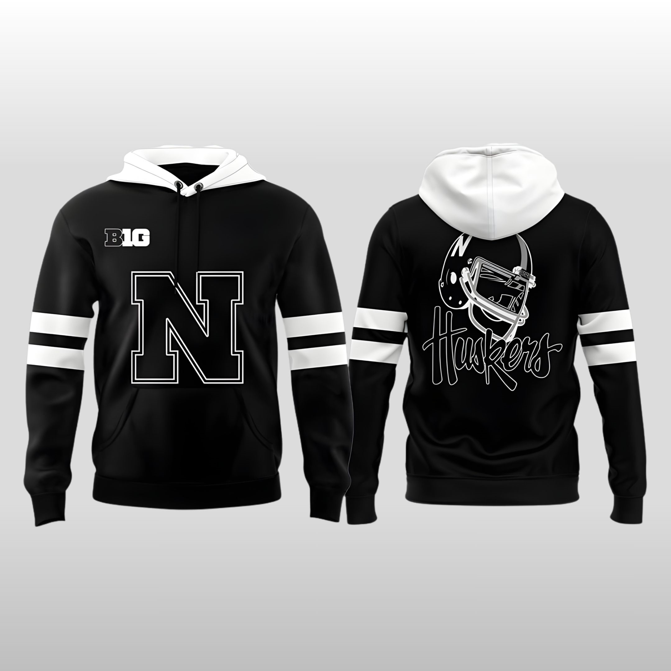 2026-Nebraska-Cornhuskers-Black-Mode-Hoodie 2026 Nebraska Cornhuskers Black Mode Hoodie
