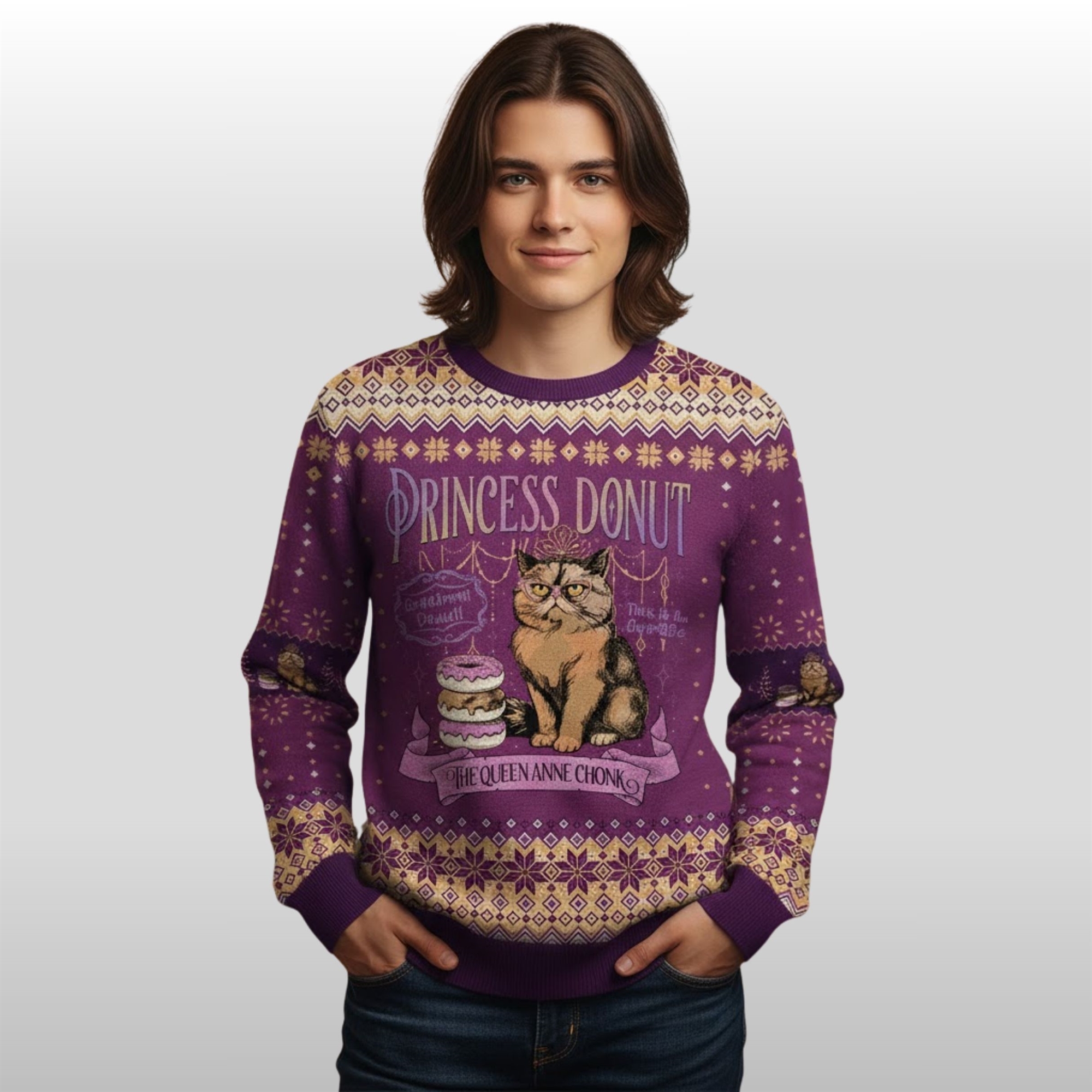 2025-Christmas-Princess-Donut-The-Queen-Anne-Chonk-Ugly-Sweater 2025 Christmas Princess Donut The Queen Anne Chonk Ugly Sweater