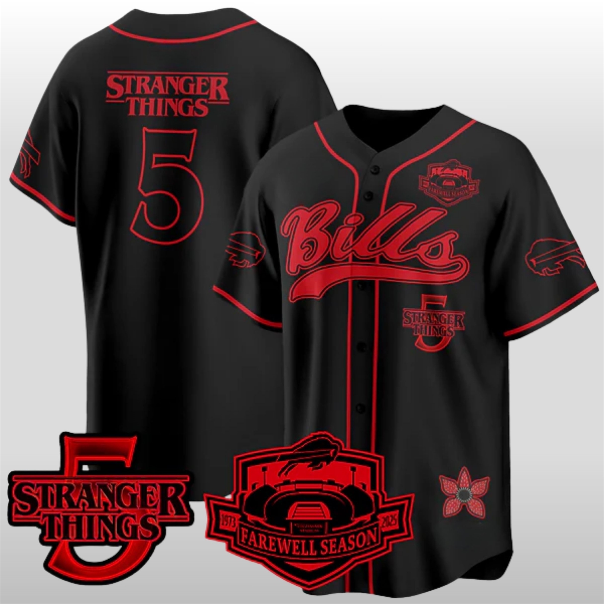 Buffalo-Bills-Stranger-Things-2026-Baseball-Jersey Buffalo Bills Stranger Things 2026 Baseball Jersey
