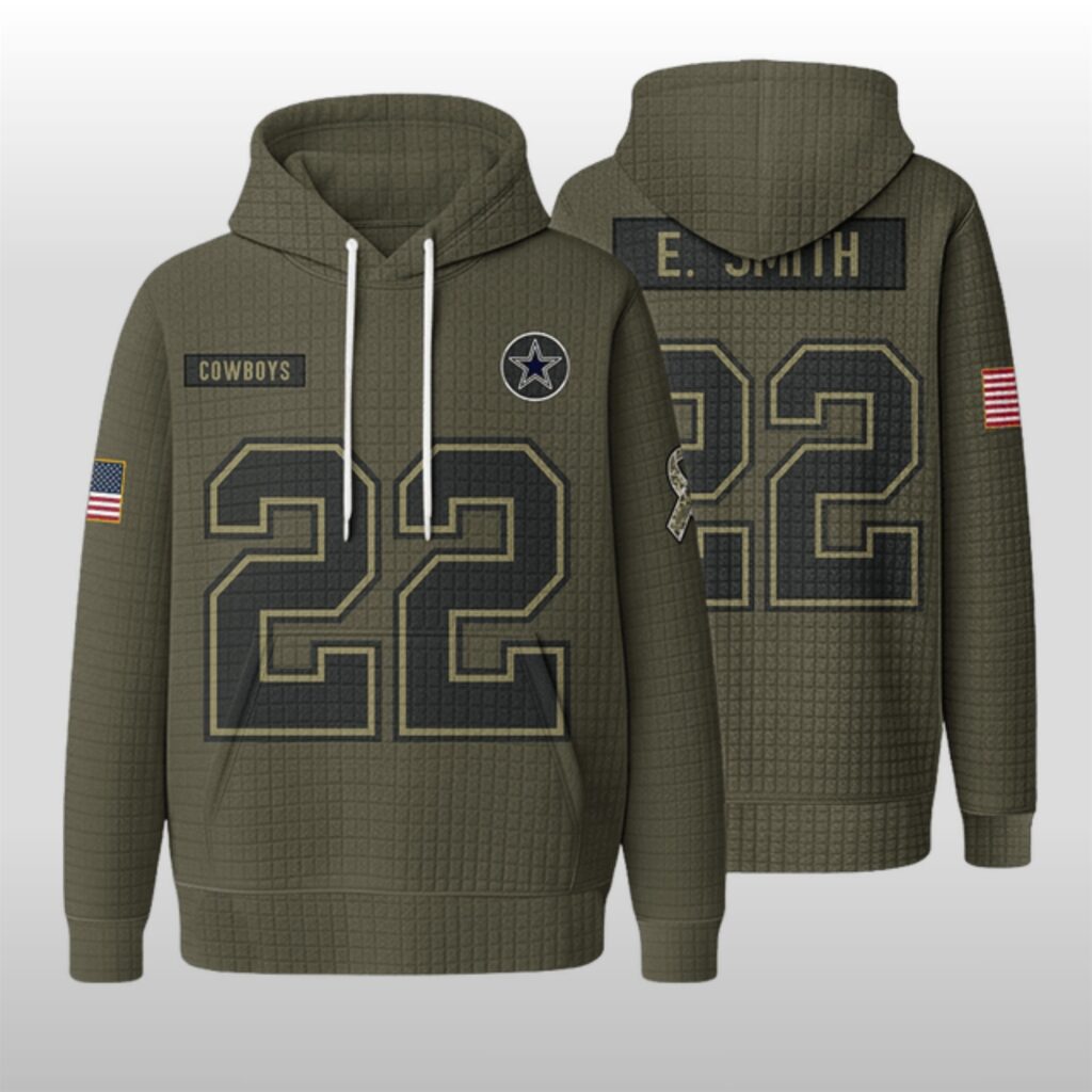 Dallas Cowboys 22 Smith Salute To Service Waffle Hoodie