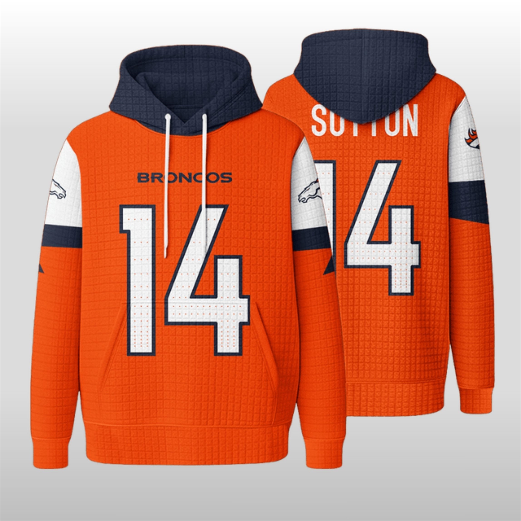 Denver-Broncos-14-Waffle-Hoodie-2 Denver Broncos 14 Waffle Hoodie