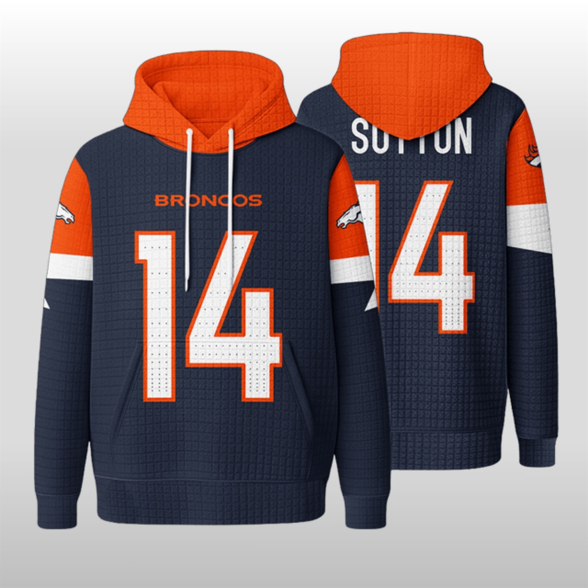 Denver-Broncos-14-Waffle-Hoodie Denver Broncos 14 Waffle Hoodie