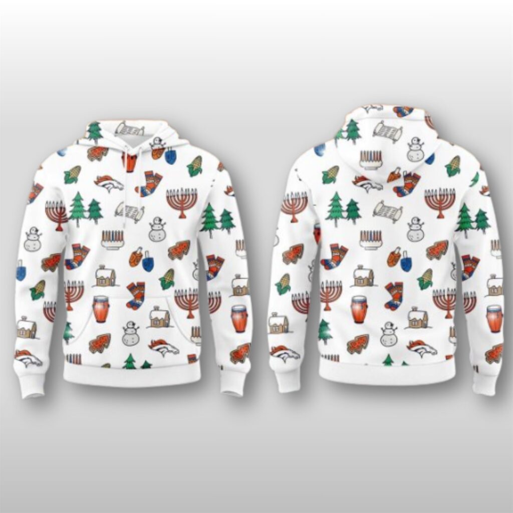 Denver Broncos Happy Holidays 2025 XMas Hoodie 1 Denver Broncos Happy Holidays 2025 XMas Hoodie
