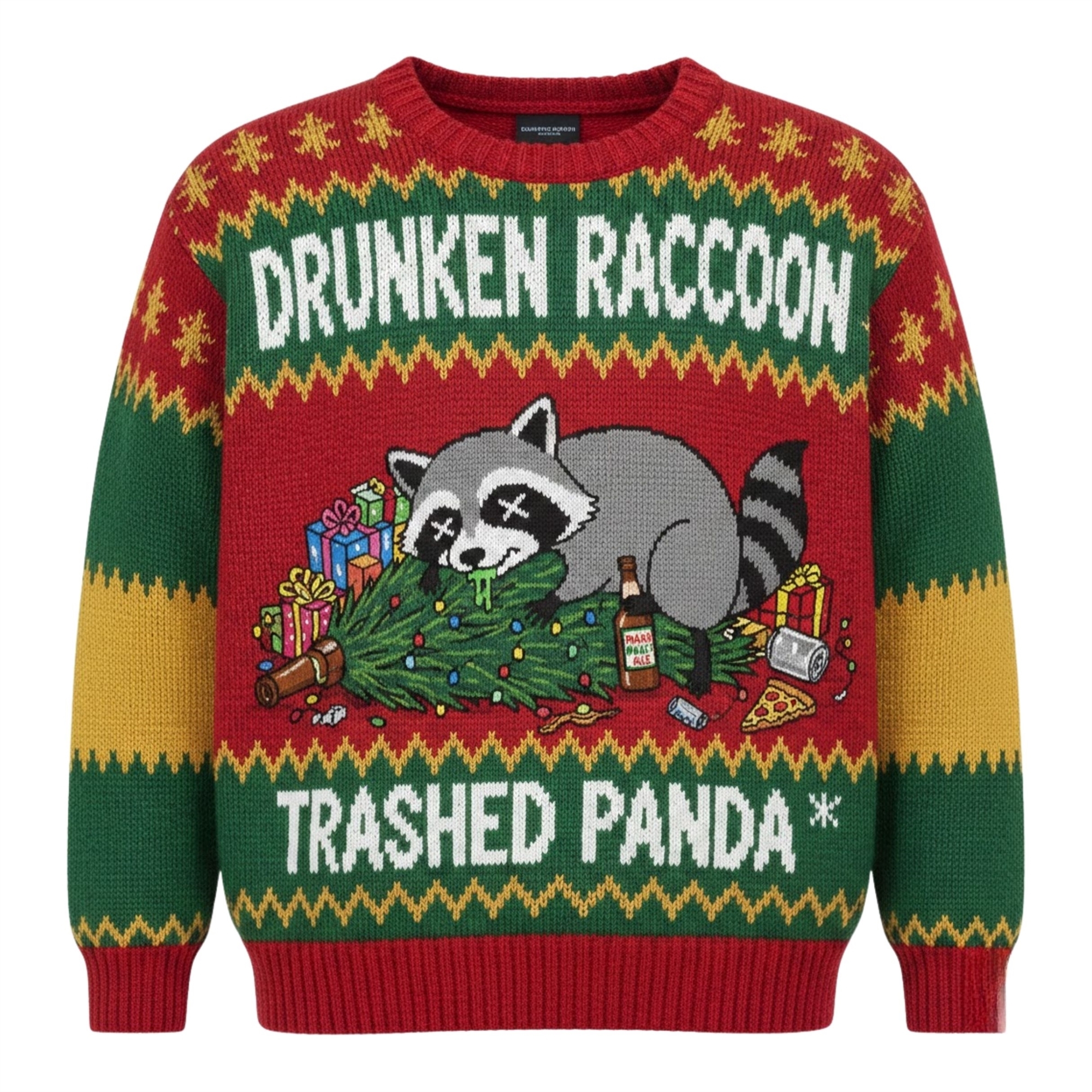 Drunken-Raccoon-Trashed-Panda-Ugly-Sweater Drunken Raccoon Trashed Panda Ugly Sweater