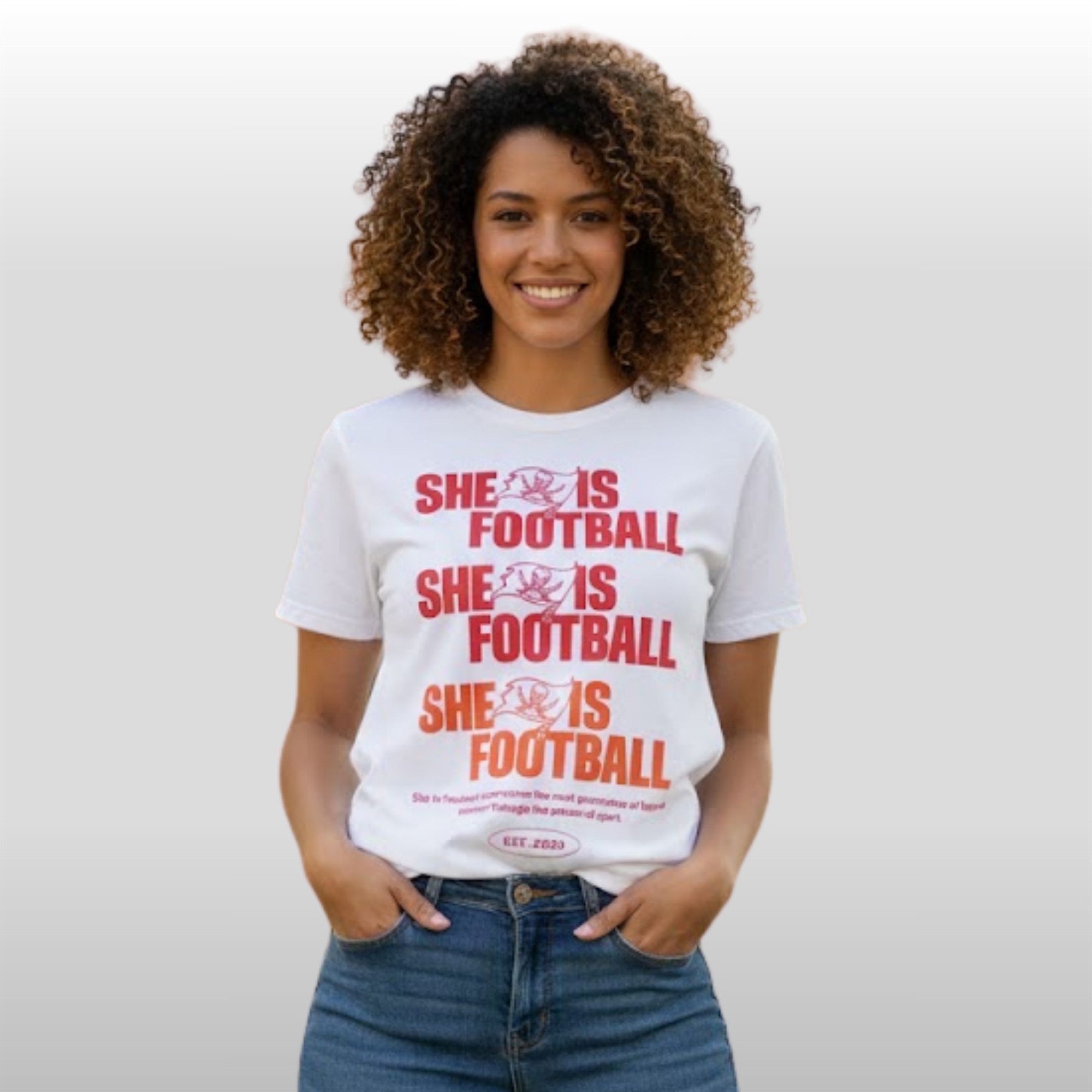 Emeka-Egbuka-Buccaneers-She-Is-Football-Est-2025-Shirt Emeka Egbuka Buccaneers She Is Football Est 2025 Shirt