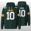 Green Bay Packers Love 10 Waffle Hoodie 2 Green Bay Packers Love 10 Waffle Hoodie