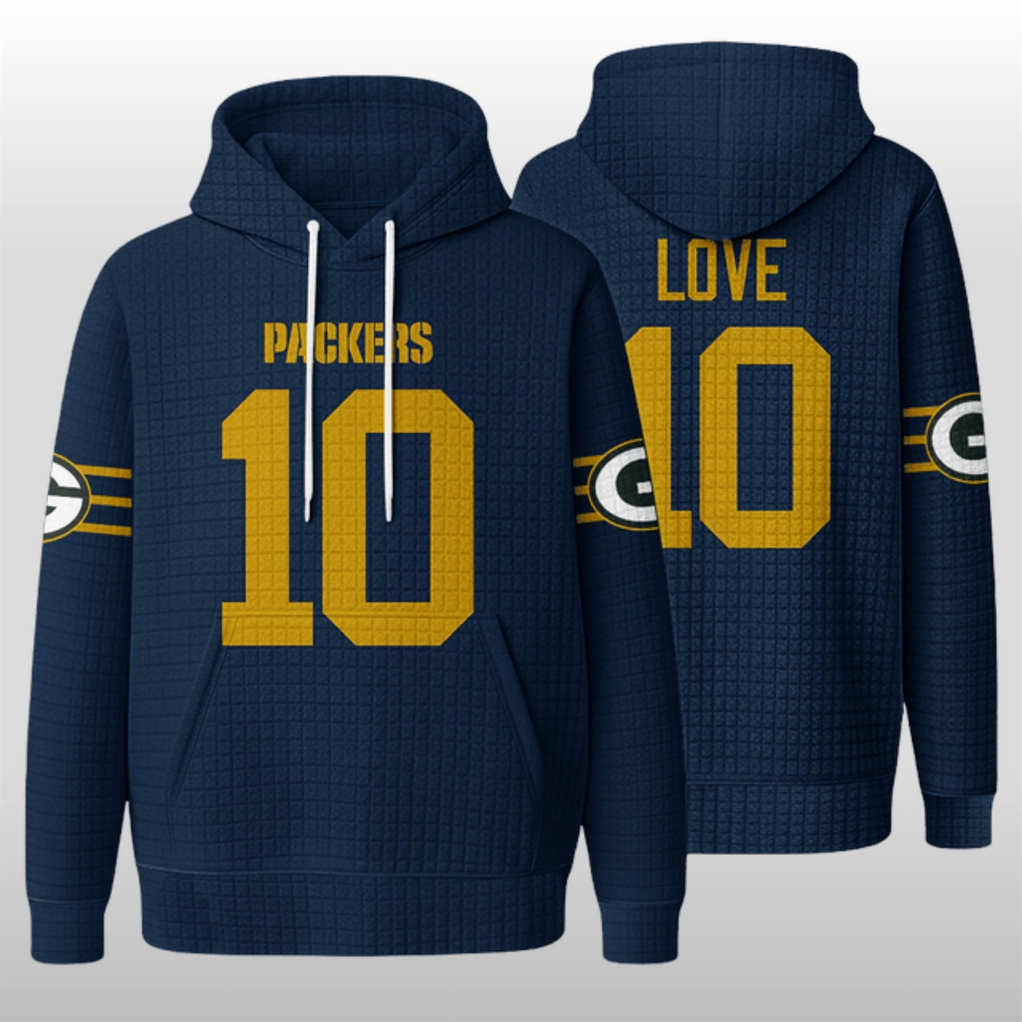 Green-Bay-Packers-Love-10-Waffle-Hoodie-2 Green Bay Packers Love 10 Waffle Hoodie 2