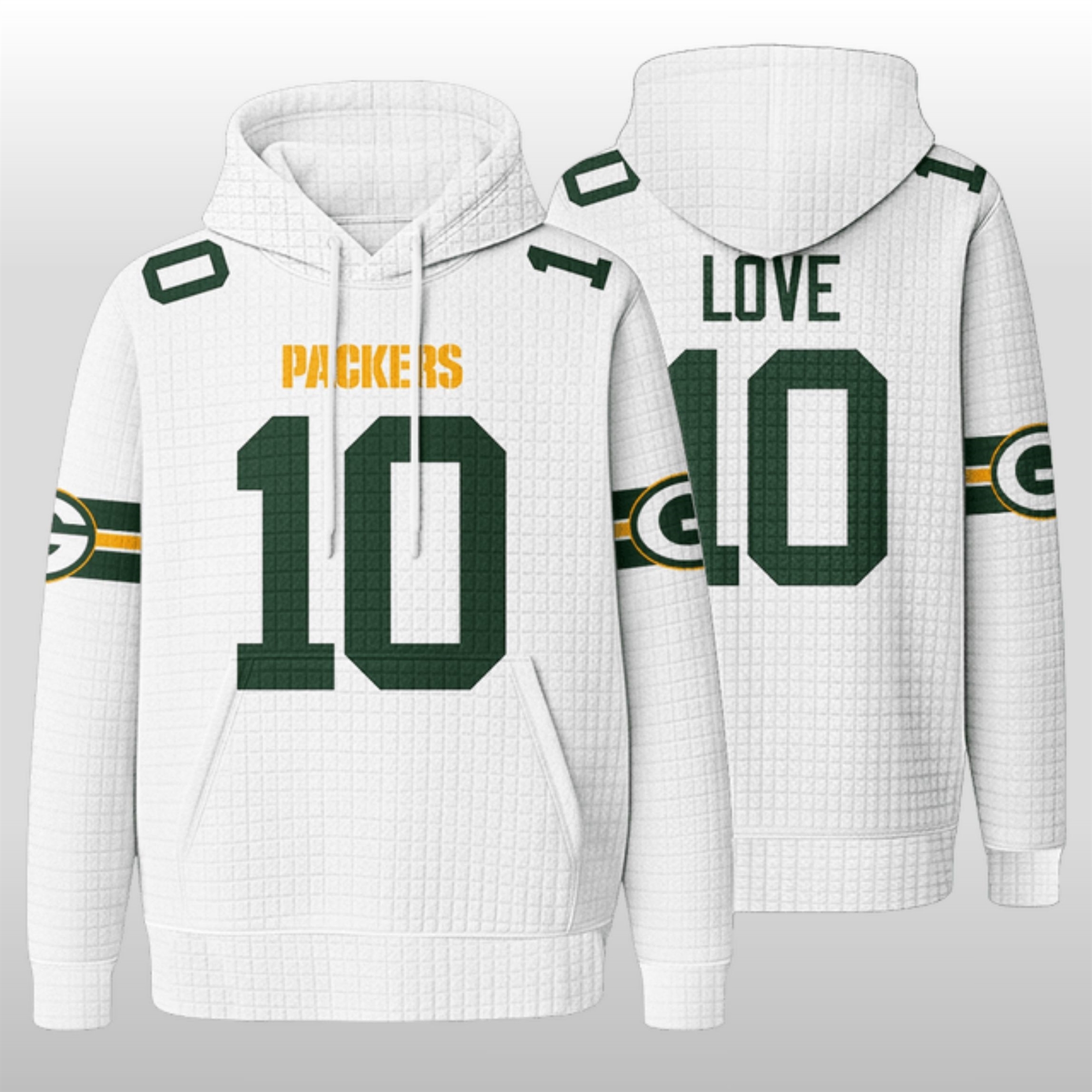 Green-Bay-Packers-Love-10-Waffle-Hoodie-3 Green Bay Packers Love 10 Waffle Hoodie 3
