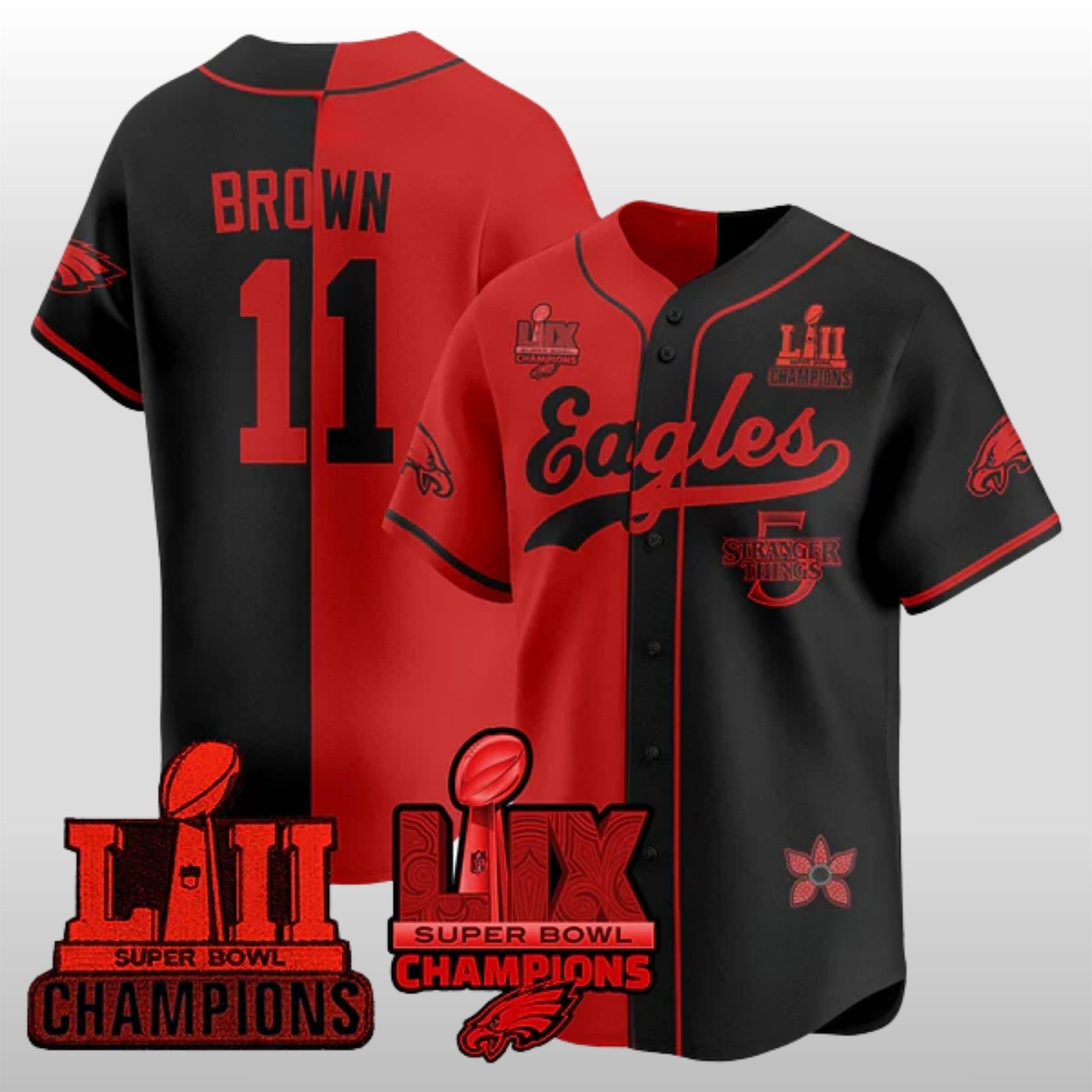 Philadelphia-Eagles-Stranger-Things-5-Baseball-Jersey GtSSooei Philadelphia Eagles Stranger Things 5 Baseball Jersey