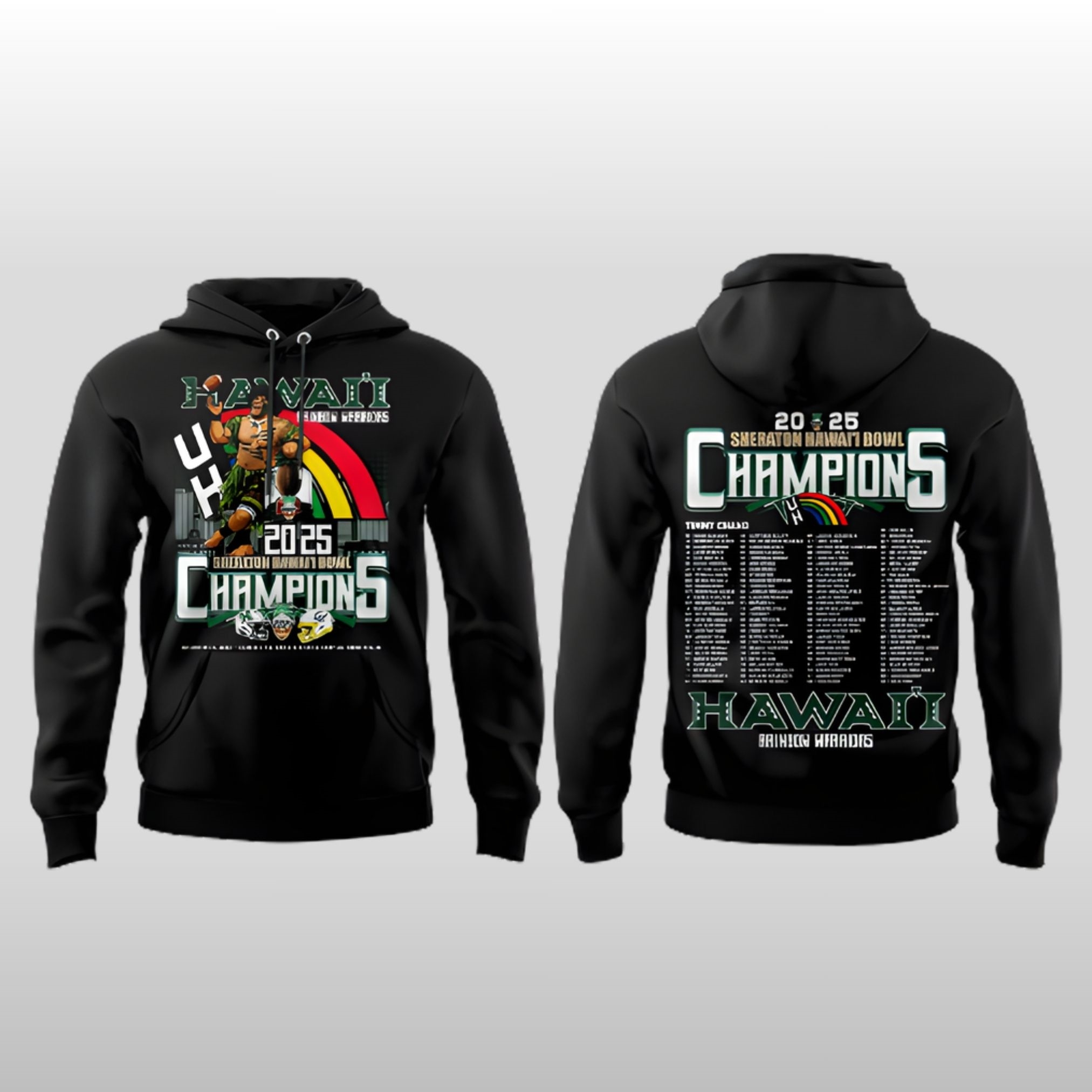 Hawaii Rainbows Warrior Football 2025 Hoodie 2 Hawaii Rainbows Warrior Football 2025 Hoodie - Image 2