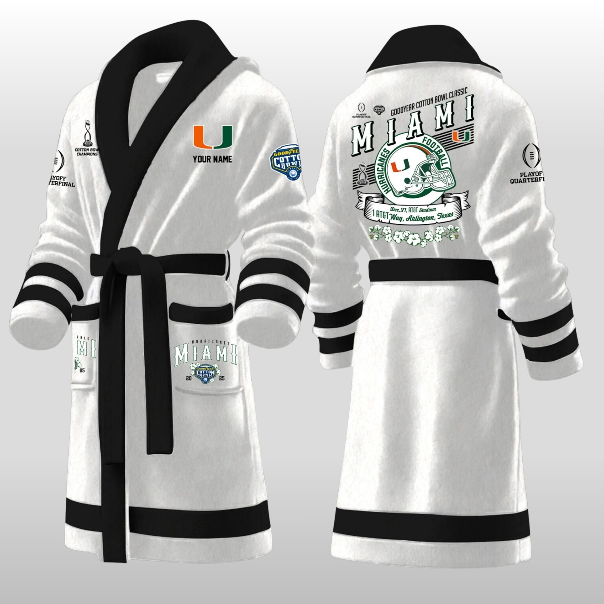 Hurricanes Miami 2025 Cotton Bowl Champions Fleece Bathrobe 4 Hurricanes Miami 2025 Cotton Bowl Champions Fleece Bathrobe - Image 4
