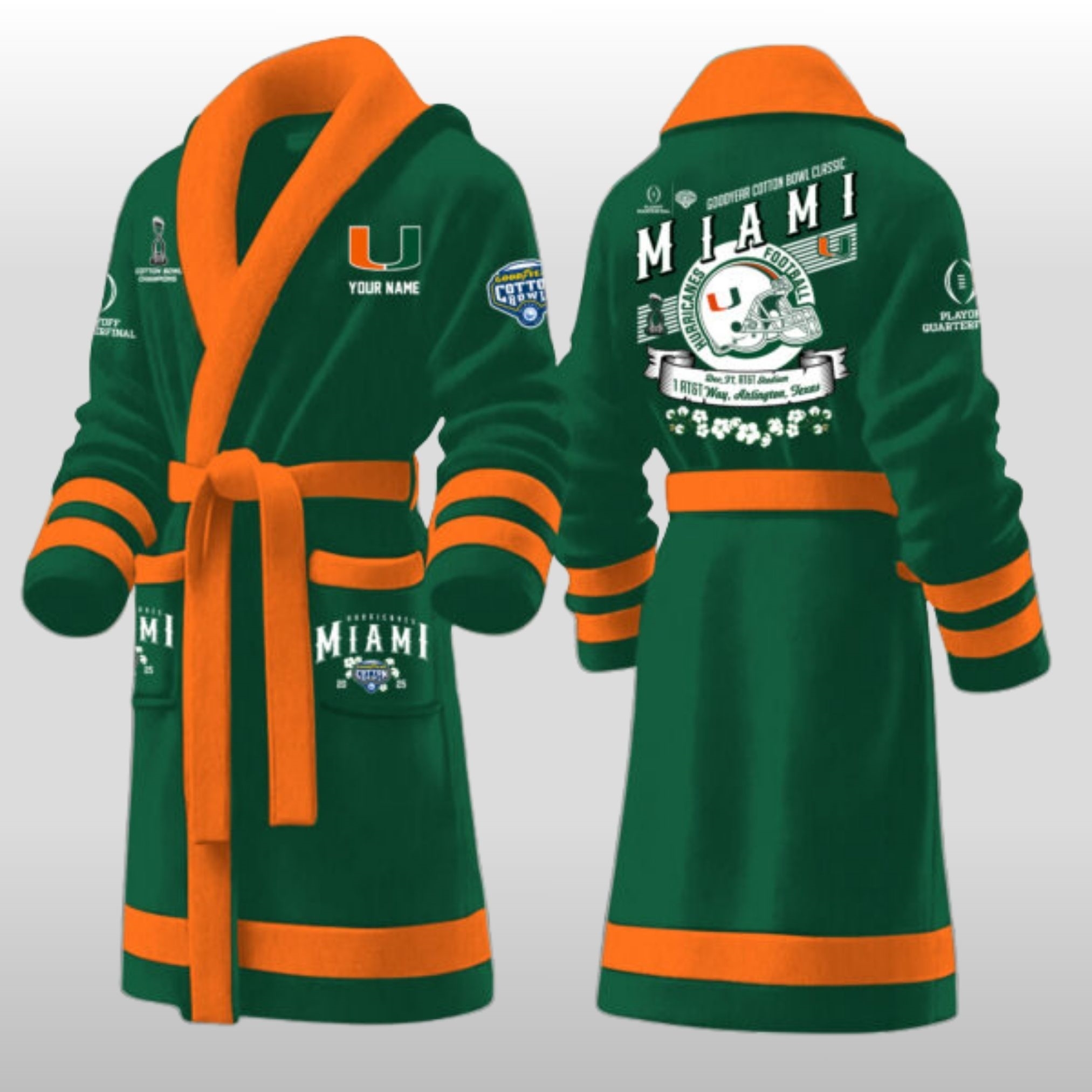 Hurricanes Miami 2025 Cotton Bowl Champions Fleece Bathrobe 2 Hurricanes Miami 2025 Cotton Bowl Champions Fleece Bathrobe - Image 2
