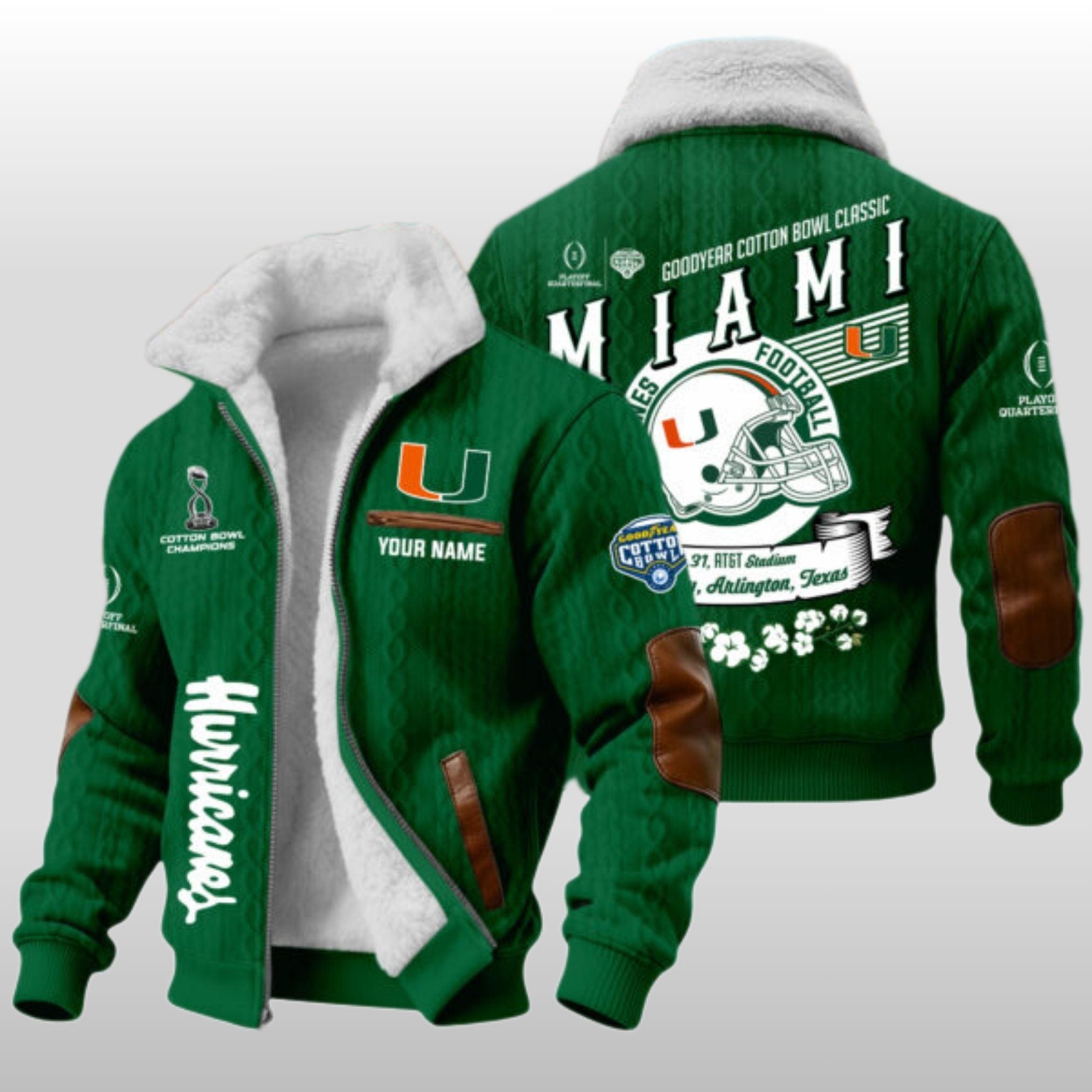 Hurricanes-Miami-2025-Cotton-Bowl-Champions-Fleece-Jacket-2 Hurricanes Miami 2025 Cotton Bowl Champions Fleece Jacket 2