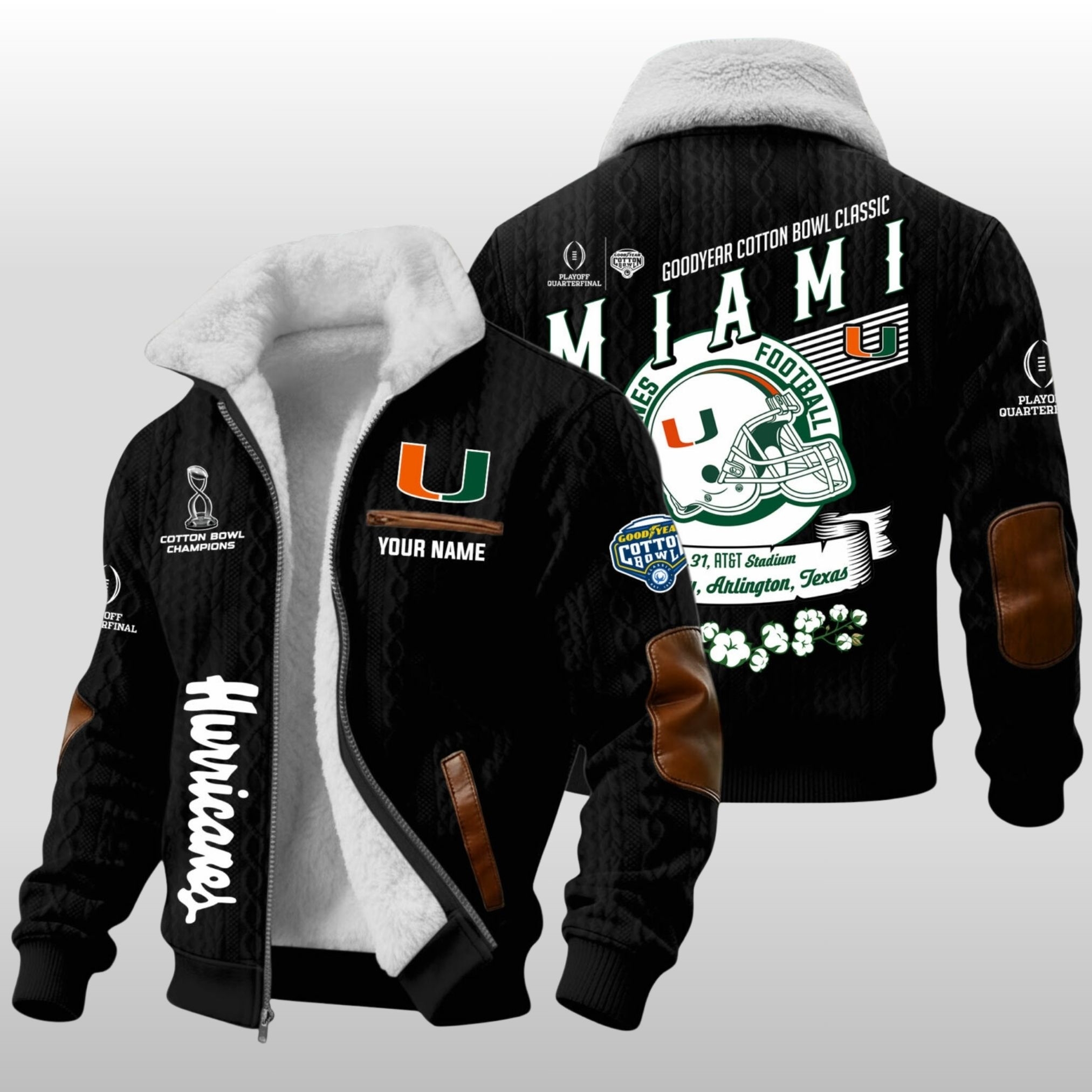 Hurricanes Miami 2025 Cotton Bowl Champions Fleece Jacket 2 Hurricanes Miami 2025 Cotton Bowl Champions Fleece Jacket - Image 2