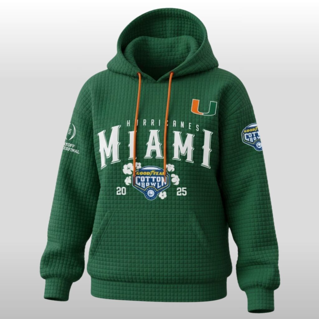 Hurricanes Miami 2025 Cotton Bowl Waffle Hoodie
