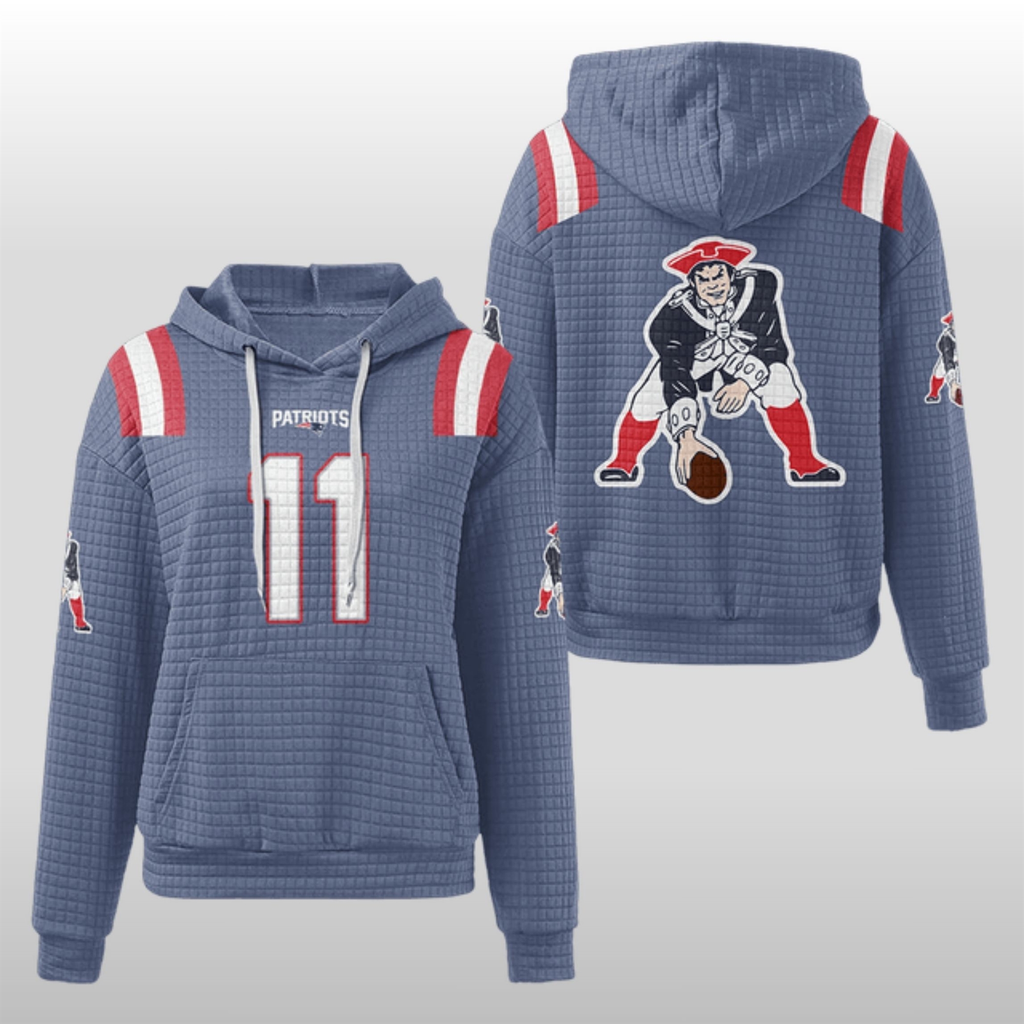 New-England-Patriots-11-Waffle-Hoodie-2 New England Henderson 32 Waffle Hoodie