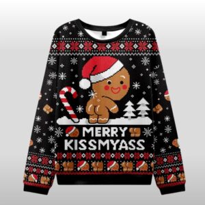 2025 Christmas Merry KissMyAss Gingerbread Man Butt Ugly Sweater