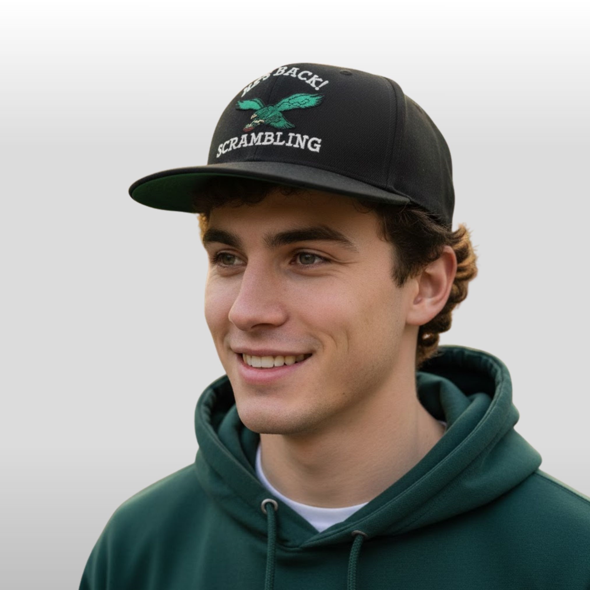 Randall-Cunningham-Hes-Back-Scrambling-Philadelphia-Eagles-Hat Randall Cunningham He's Back Scrambling Philadelphia Eagles Hat